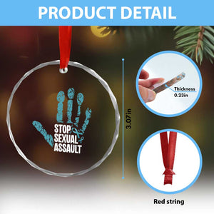 Stop Sexual Assault Crystal Glass Ornament Teal Ribbon Hand TS14 Print Your Wear