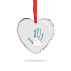 Stop Sexual Assault Heart Crystal Glass Ornament Teal Ribbon Hand TS14 Print Your Wear