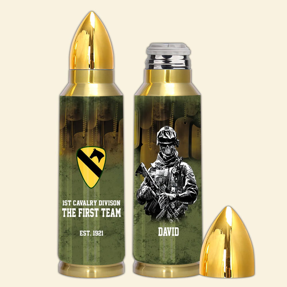 Personalized Veteran Bullet Tumbler Division and Name CTM Printyourwear