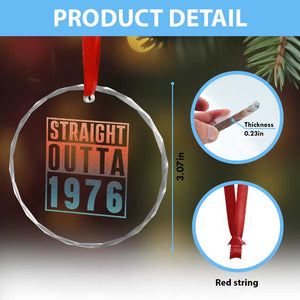 Straight Outta 1976 Crystal Glass Ornament Funny 50th Birthday Retro Neon Gradient Effect Printing TS02 Print Your Wear
