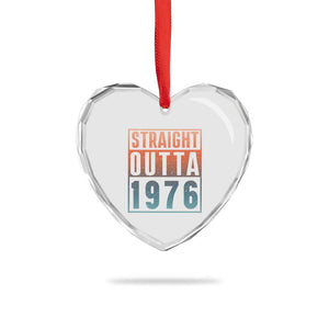Straight Outta 1976 Heart Crystal Glass Ornament Funny 50th Birthday Retro Neon Gradient Effect Printing TS02 Print Your Wear
