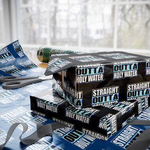 Straight Outta Holy Water Wrapping Paper Roll Baptismal Baptism Christening TS10 Black Print Your Wear