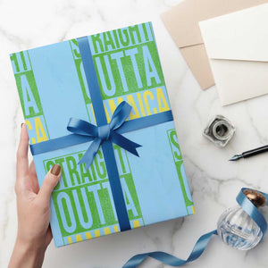 Straight Outta Jamaica Wrapping Paper Roll Cool Jamaican Travel Vacation TS10 Light Blue Print Your Wear