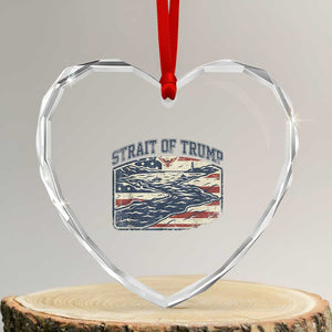Strait of Trump 2026 Vintage Old Americana Heart Crystal Glass Ornament American Flag Nautical Patriotic Graphic TS02 Transparent Glass 3'' Heart Print Your Wear
