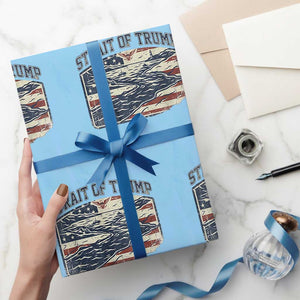 Strait of Trump 2026 Vintage Old Americana Wrapping Paper Roll American Flag Nautical Patriotic Graphic TS02 Light Blue Print Your Wear
