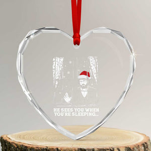 Stranger Christmas Heart Crystal Glass Ornament Funny Murray He Sees You Vintage TS10 Transparent Glass 3'' Heart Print Your Wear