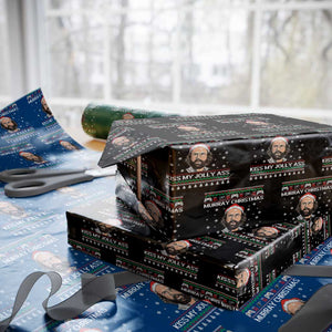 Stranger Christmas Wrapping Paper Roll Santa Murray Kiss My Jolly Ass TS14 Black Print Your Wear