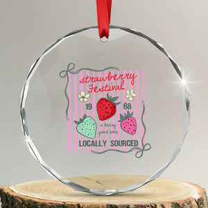 Strawberry Festival Crystal Glass Ornament Summer Fruit Vibes TS14 Transparent Glass 3'' Circle Print Your Wear