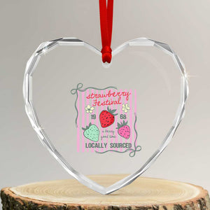 Strawberry Festival Heart Crystal Glass Ornament Summer Fruit Vibes TS14 Transparent Glass 3'' Heart Print Your Wear