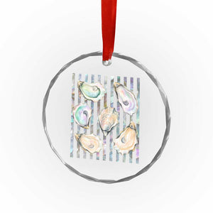 Striped Glitter Oyster Shell Crystal Glass Ornament Coastal Summer Ocean Gift TS12 Print Your Wear