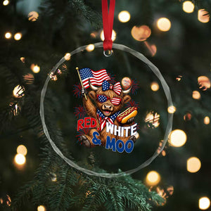 Striped Highland Cow 4th Of July Crystal Glass Ornament Red White And Moo TS12 Print Your Wear