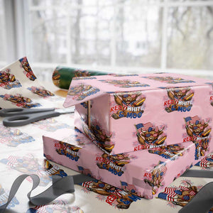 Striped Highland Cow 4th Of July Wrapping Paper Roll Red White And Moo