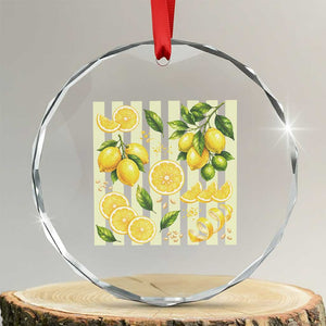 Striped Summer Lemon Crystal Glass Ornament Citrus Fruit Lover Gift TS12 Transparent Glass 3'' Circle Print Your Wear