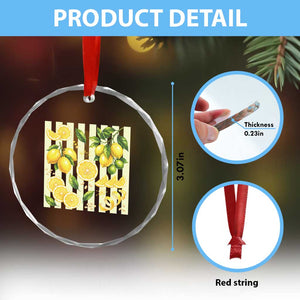 Striped Summer Lemon Crystal Glass Ornament Citrus Fruit Lover Gift TS12 Print Your Wear
