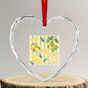 Striped Summer Lemon Heart Crystal Glass Ornament Citrus Fruit Lover Gift