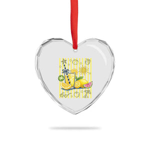 Striped Summer Lemonade Heart Crystal Glass Ornament Preppy Brushstroke Aesthetic Graphic TS12 Print Your Wear