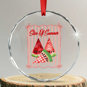 Striped Watermelon Beach Vibes Graphic Crystal Glass Ornament Slice Of Summer TS12 Transparent Glass 3'' Circle Print Your Wear