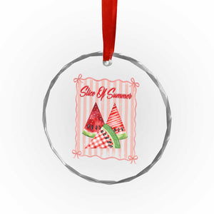 Striped Watermelon Beach Vibes Graphic Crystal Glass Ornament Slice Of Summer TS12 Print Your Wear