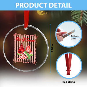 Striped Watermelon Beach Vibes Graphic Crystal Glass Ornament Slice Of Summer TS12 Print Your Wear