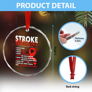 Stroke Warrior Crystal Glass Ornament I Know Pain Fear Feather Red Ribbon TS11 Print Your Wear