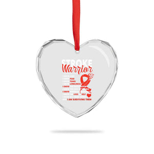 Stroke Warrior Heart Crystal Glass Ornament I Know Pain Fear Feather Red Ribbon TS11 Print Your Wear