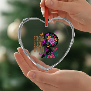 Strong Black Woman Floral Afro Heart Crystal Glass Ornament Empowering Black Queen Pride Celebrating Melanin and Strength TS02 Print Your Wear