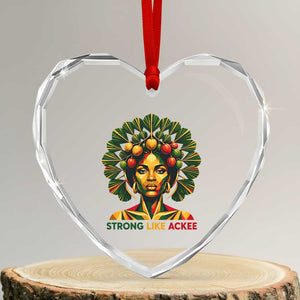 Strong Like Ackee Empowered Woman Heart Crystal Glass Ornament Jamaican National Fruit Heritage Pride TS02 Transparent Glass 3'' Heart Print Your Wear