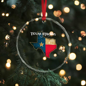 Strong Texas Crystal Glass Ornament Retro Lone Star State Pride Distressed Flag TS02 Print Your Wear