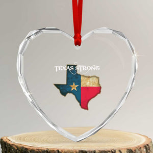 Strong Texas Heart Crystal Glass Ornament Retro Lone Star State Pride Distressed Flag TS02 Transparent Glass 3'' Heart Print Your Wear
