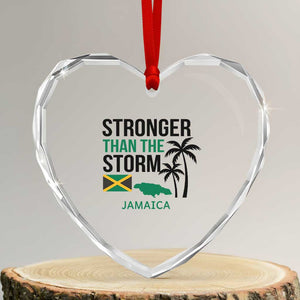 Stronger Than The Storm Jamaica Heart Crystal Glass Ornament Resilience and Hope Hurricane Awareness TS02 Transparent Glass 3'' Heart Print Your Wear