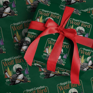 Stupid Canadian Wolf Bird Wrapping Paper Roll Retro Romance Hockey LGBT Book Movie Fans TS10 Green Print Your Wear