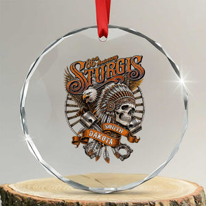 Sturgis South Dakota Indian American Rider Skull 86th Anniversary Crystal Glass Ornament