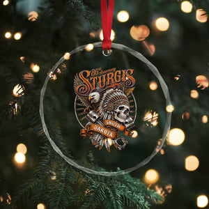 Sturgis South Dakota Indian American Rider Skull 86th Anniversary Crystal Glass Ornament