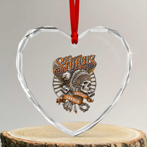 Sturgis South Dakota Indian American Rider Skull 86th Anniversary Heart Crystal Glass Ornament
