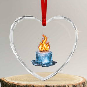 Subtle Anti Ice Heart Crystal Glass Ornament Ice Melting Satire Political Humor TS10 Transparent Glass 3'' Heart Print Your Wear