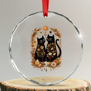 Subtle FDT Crystal Glass Ornament Vintage Flower Black Cat Social Activist TS10 Transparent Glass 3'' Circle Print Your Wear