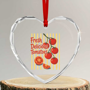 Subtle FDT Heart Crystal Glass Ornament Fresh Delicious Tomatoes Striped Retro Vintage 80s Subtle FDT