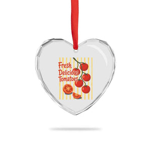 Subtle FDT Heart Crystal Glass Ornament Fresh Delicious Tomatoes Striped Retro Vintage 80s Subtle FDT