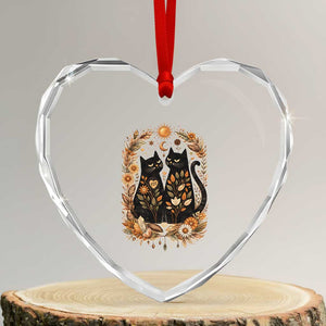 Subtle FDT Heart Crystal Glass Ornament Vintage Flower Black Cat Social Activist TS10 Transparent Glass 3'' Heart Print Your Wear