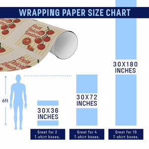 Subtle FDT Wrapping Paper Roll Fresh Delicious Tomatoes Striped Retro Vintage 80s Subtle FDT
