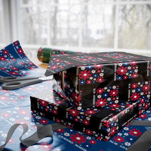 Subtle FDT Wrapping Paper Roll Boho Floral Red White Blue Social Justice TS10 Black Print Your Wear