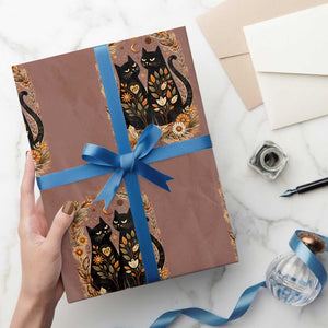 Subtle FDT Wrapping Paper Roll Vintage Flower Black Cat Social Activist TS10 Mocha Print Your Wear