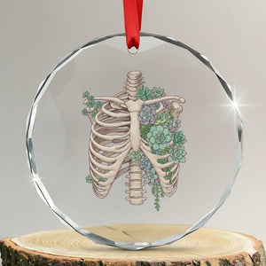 Succulent Body Skeleton Crystal Glass Ornament Creepy Plant Lover Gift TS12 Transparent Glass 3'' Circle Print Your Wear