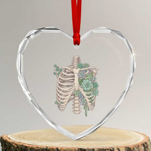 Succulent Body Skeleton Heart Crystal Glass Ornament Creepy Plant Lover Gift TS12 Transparent Glass 3'' Heart Print Your Wear