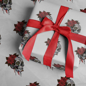 Sugar Skull Calavera Holiday Spirit Mistletoe Wrapping Paper Roll TS14 White Print Your Wear