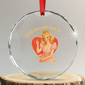 Sugar Spice and F Ice Retro Fairy Crystal Glass Ornament Feminist Against Ice Protest Political Resistance TS02 Transparent Glass 3'' Circle Print Your Wear
