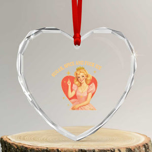 Sugar Spice and F Ice Retro Fairy Heart Crystal Glass Ornament Feminist Against Ice Protest Political Resistance TS02 Transparent Glass 3'' Heart Print Your Wear