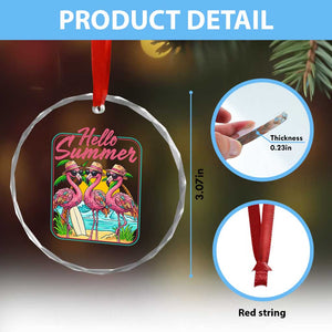 Summer Flamingo Pink Crystal Glass Ornament Tropical Palm Tree Beach Vacation TS14 Print Your Wear