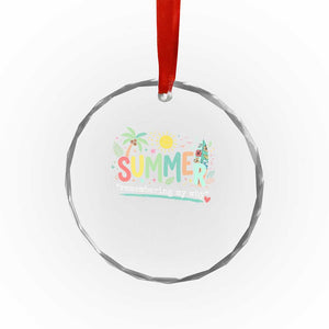 Summer Remembering My Why Crystal Glass Ornament Cute Tropical Beach Palm Tree Surfboard Teacher Graphic
