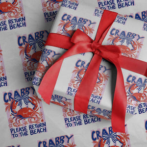 Summer Vacation Wrapping Paper Roll If Crabby Return To Beach Retro Graphic